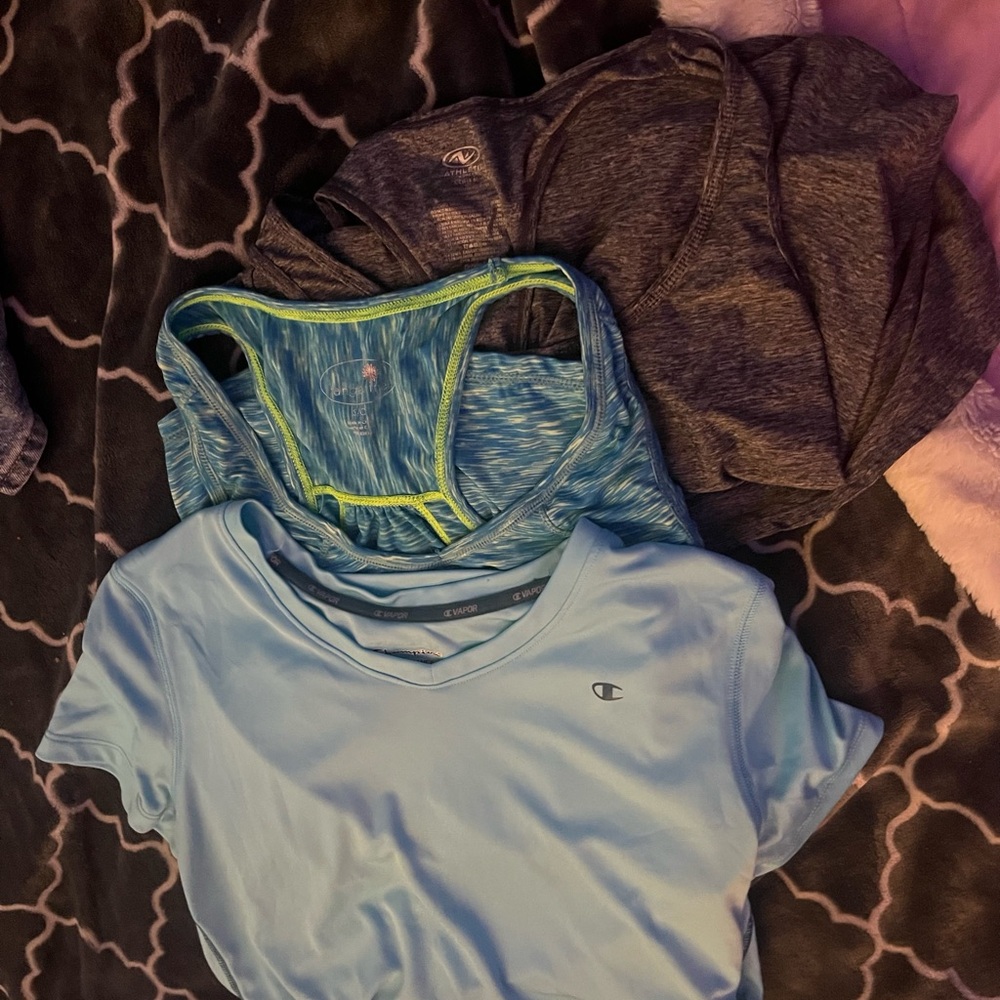 Champion Kids' Light Blue and Dark Gray Tees